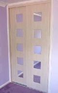 5 mirror squares in pearwood doors